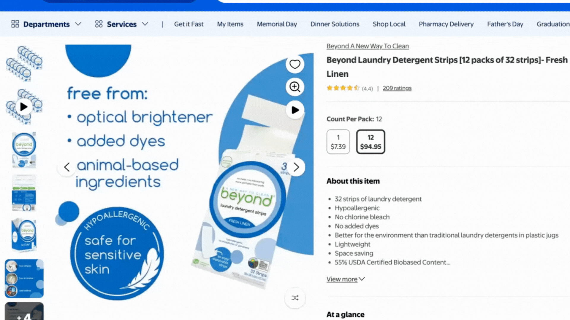 GIF of the Beyond Laundry product description page on Walmart.com highlighting the brand's clear photography.